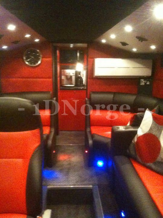 Inside One Direction’s tour bus.